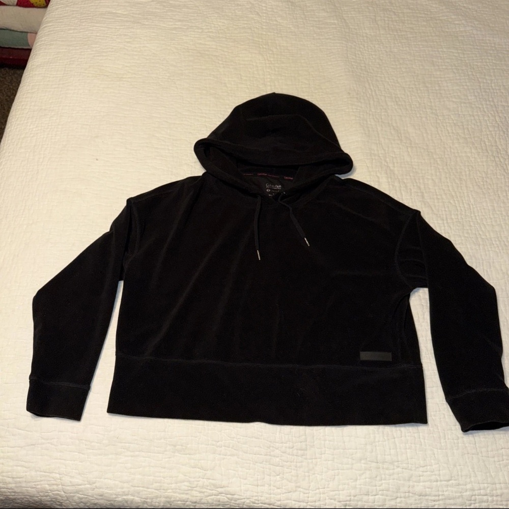 Calvin Klein Black Cropped Hoodie Sweatshirt
